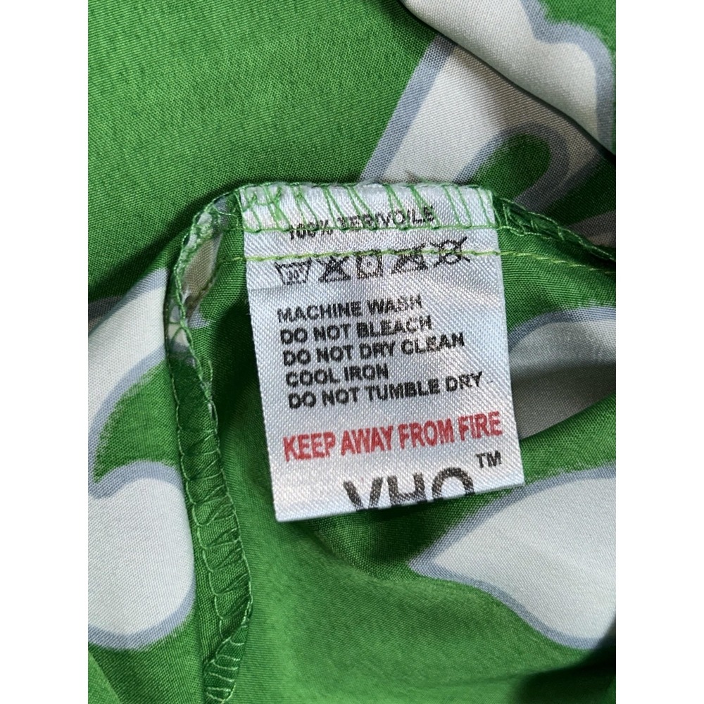 V.H.O Shirt Mens L Green Floral Hawaiian Cotton Short Sleeve Button Up Casual - Picture 3 of 6